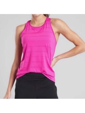 Athleta Fuchia High Neck Chi Double Stripe Tank Size Small